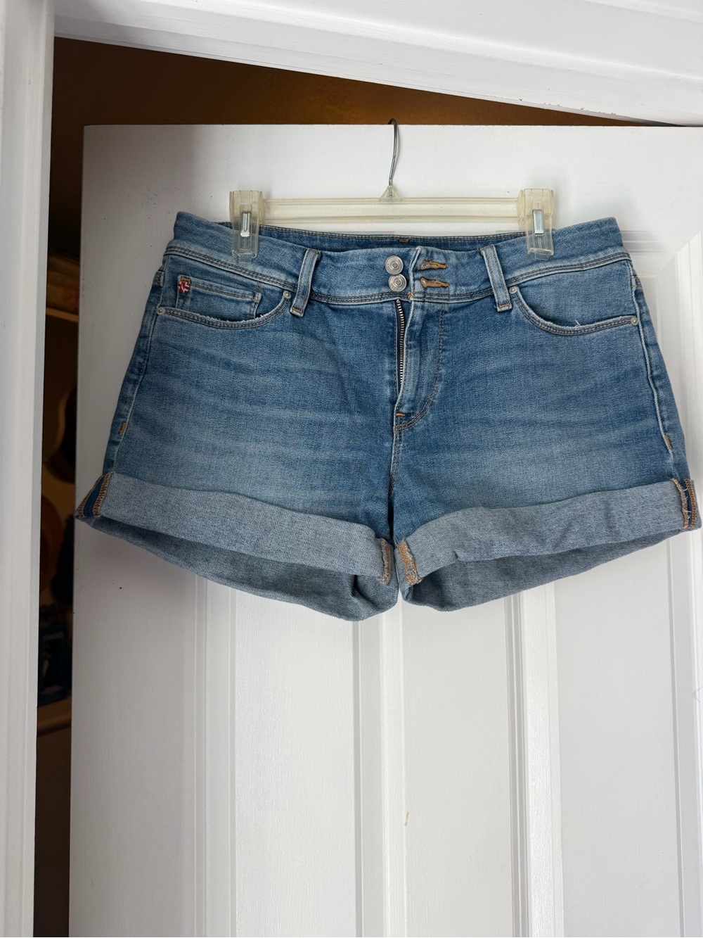 Hudson Jeans Croxley Light Blue Rolled-Cuff Denim Shorts-30